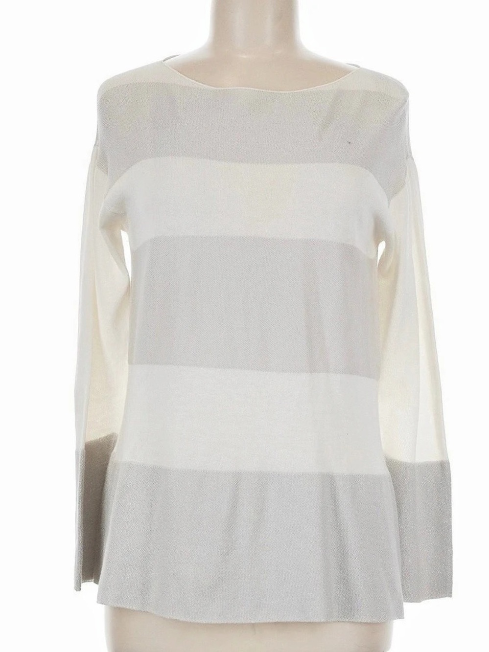 Fabiana Filippi Striped Long Sleeve Sweater in Cream/White & Gray Like New